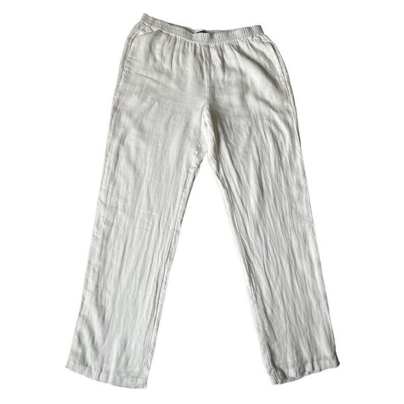 NEW J.Crew Tall Linen Lined Pants White Pull On size 12 - Picture 1 of 10